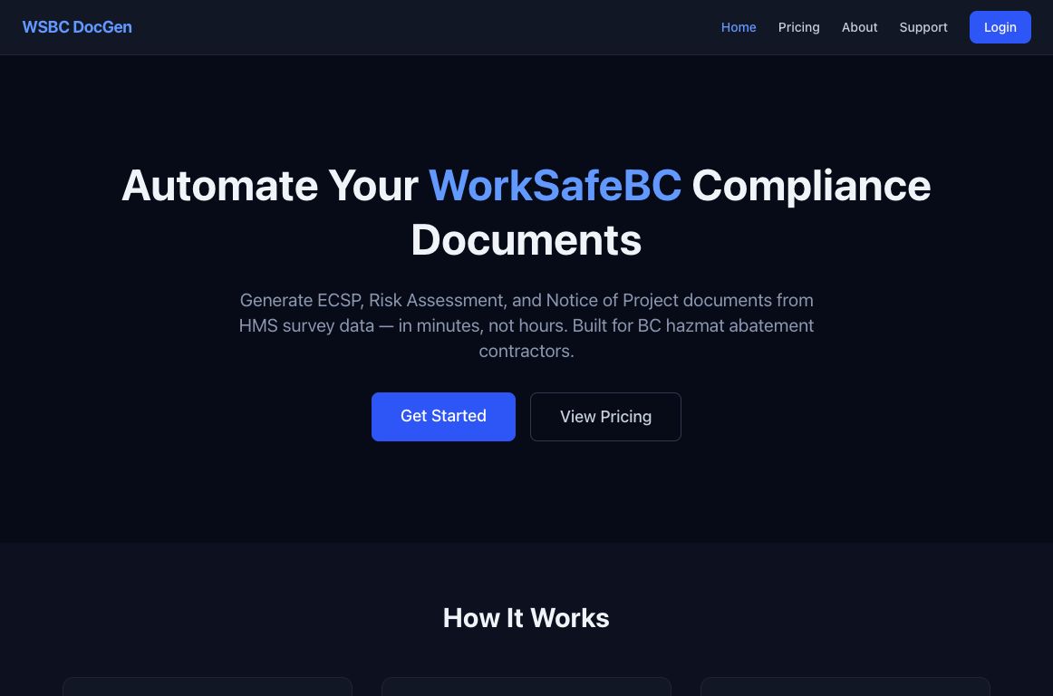 WSBC DocGen landing page